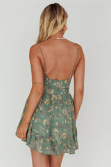 Got Love Frill Hem Mini Dress Floral Sage
