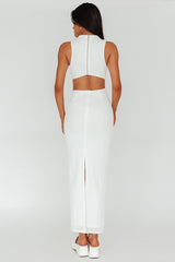 Yindi Sleeveless Cut-Out Waist Maxi Dress White