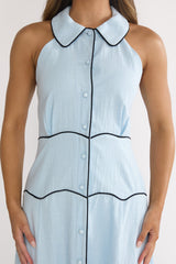 Teagun Collared Button Maxi Dress Blue