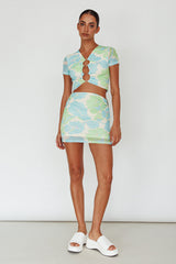 Angelus Ring Accent Mini Skirt Printed Cream