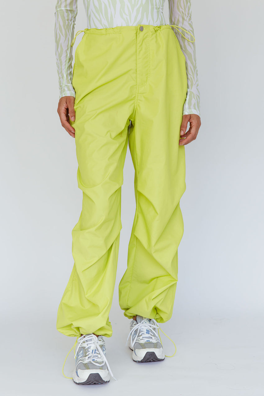 Break Dance Wide Leg Drawstring Pants Lime