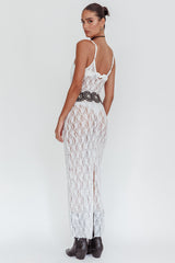 Take It Slow Lace Sequin Maxi Dress White