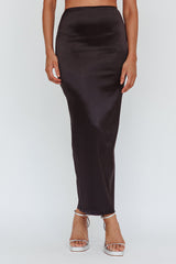 Zeina Satin Midi Skirt Black