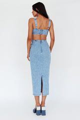 Kainani Cut-Out Waist Midi Dress Denim Blue