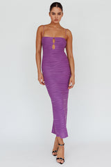 Orion Keyhole Bodice Midi Dress Purple