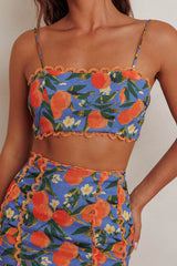 Chamberlain Scallop Trim Crop Top Citrus Orange