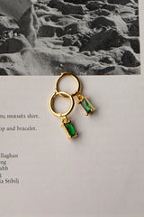 April Diamante Drop Hoop Earrings Teal